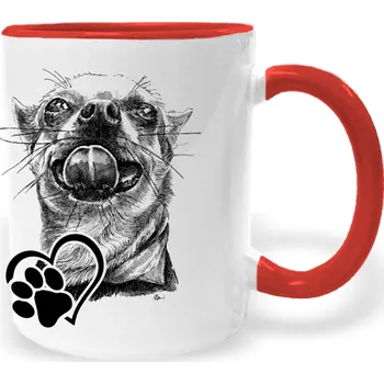 Hrnek - Čivava s jazykem Barva: Červená