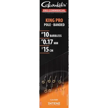 GAMAKATSU - Hotový návazec Pro Commercial King Pro Eyed Ready Rigs 0,17 mm 15 cm vel. 12 8 ks