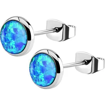 Náušnice Šperky4U Ocelové náušnice, OPÁL 6 mm - NB1-OP05