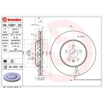Brzdový kotouč BREMBO Brzdový kotouč 09.C981.23
