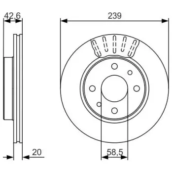 Brzdový kotouč BOSCH Brzdový kotouč větraný Ø238,7mm 0 986 479 082