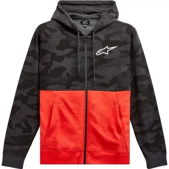 Pánská mikina mikina CAMO BLOCK HOODIE, ALPINESTARS (šedá camo/červená fluo, vel. L)