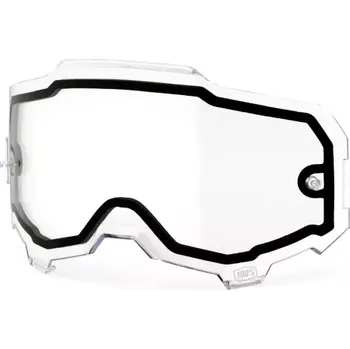 Příslušenství k helmě na motorku S100 plexi ARMEGA, 100% (čiré DUAL, Anti-fog)