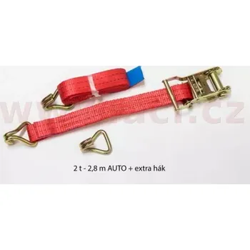 Upínací popruh * upevňovací popruhy na přepravu vozidel přes kolo, 2 t, dvojité háky, 1 volný hák, ráčna