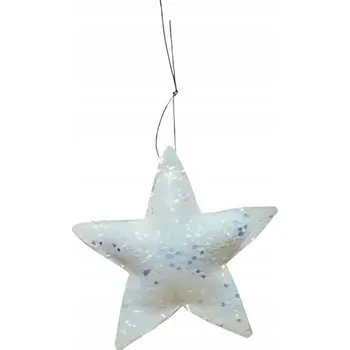 Vánoční dekorace Ozdoba na vánoční stromeček bílá HVĚZDA hvězdička s třpytkami na stromeček 12 cm