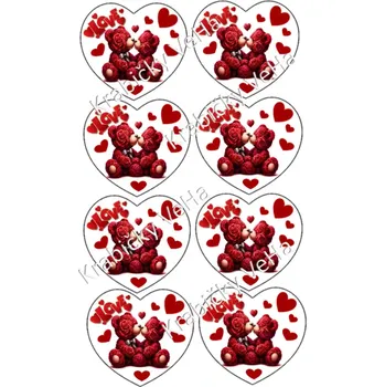 Jedlá dekorace na dort Fondánový list A4 motiv "Srdíčko kulaté" na vykrajovátko 8x7,5 cm