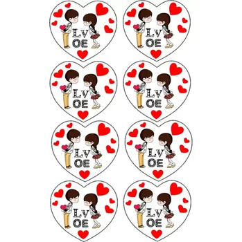 Jedlá dekorace na dort Fondánový list A4 motiv "Srdíčko kulaté" na vykrajovátko 8x7,5 cm