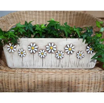 Květináč Keramický truhlík (květináč) větší se sedmikráskou 40 cm