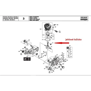 Auto-moto Jehlové ložisko pístního čepu DOLMAR PS 7310, 7910