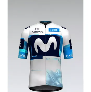 cyklistický dres GOBIK Cyklistický dres s krátkým rukávem - ODYSSEY MOVISTAR TEAM 2025 - bílá/modrá/světle modrá 2XL