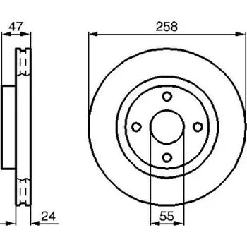 Brzdový kotouč BOSCH Brzdový kotouč větraný Ø257,5mm 0 986 478 989