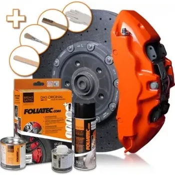 Autolak FOLIATEC DVOUSLOŽKOVÁ BARVA na brzdové třmeny ORANŽOVÁ (SADA K APLIKACI)