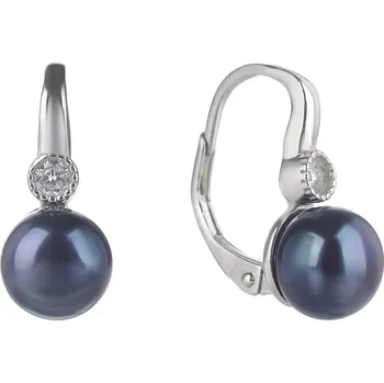 Náušnice Bealio BEALIO Stříbrné náušnice ŘÍČNÍ PERLA černá 03-09410-1945