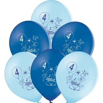 Balónek balonky.cz Balónky 4. narozeniny modrý slon 6 ks