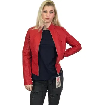 Dámský blejzr Koženková bunda Barva: červená, Velikost: S