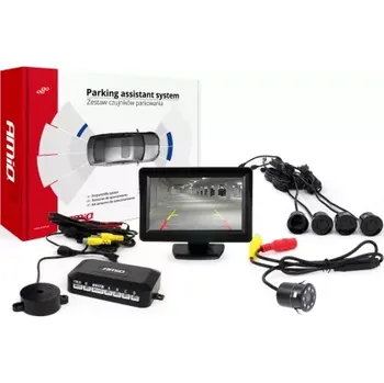 Parkovací asistent AMIO asistenty parkování TFT01 4,3" s kamerou HD-307-IR 4-senzorové černé