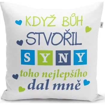 Polštář Polštářek s potiskem - Když Bůh stvořil syny - 40 x 40 cm - Sablio