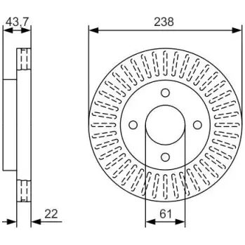 Brzdový kotouč BOSCH Brzdový kotouč větraný Ø238mm 0 986 479 A87