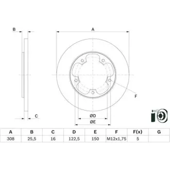 Brzdový kotouč BOSCH Brzdový kotouč plný Ø308mm 0 986 479 F44