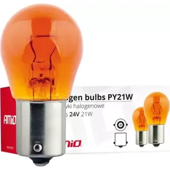 Autožárovka AMiO Halogenové žárovký PY21W BA15s 24V 21W AMBER 10ks