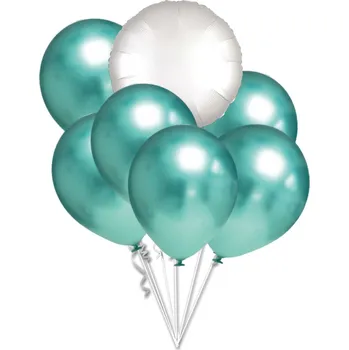 Balónek balonky.cz Chromové balónky - zelené a bílý kruh set