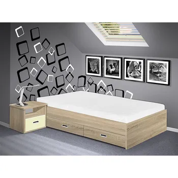 Postel Nabytekmorava Válenda s úložným prostorem Renata 90x200 cm barva lamina: dub sonoma, boční čela: bez bočních čel