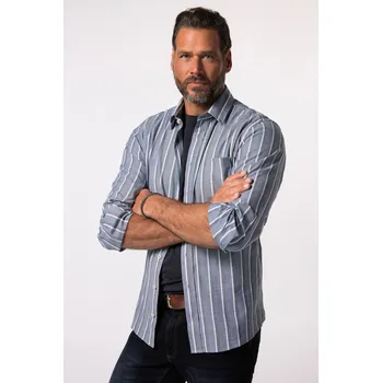 Pánská košile JP1880, Plus size Pruhovaná košile JP1880, dlouhé rukávy, Kent límeček, Modern střih, do 8XL pro plnoštíhlé nadměrná velikost, 834942728-1454, šedý, 5XL, Plus size oblečení, Oblečení pro vysoké muže, Nadměrné velikosti, Oblečení pro plnoštíhlé.
