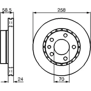 Brzdový kotouč BOSCH Brzdový kotouč větraný Ø258mm 0 986 478 265