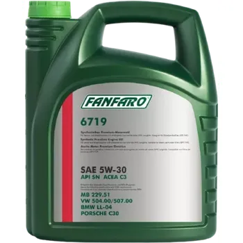 Motorový olej FANFARO VW AUDI ŠKODA SEAT 5W-30 5L
