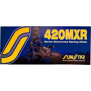 Řetězová sada pro motocykl řetěz 420MXR, SUNSTAR (bez kroužků, barva zlatá, 120 článků)