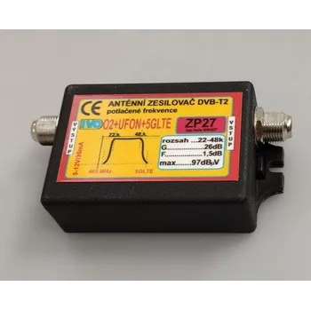 Anténní zesilovač IVO zesilovač DVB-T2 26dB s potlačením O2+UFON+5G LTE ZP27-X