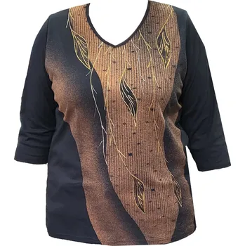 Dámské tričko Tričko / halenka bavlněná ručně malovaná - v nadměrné velikosti 0363