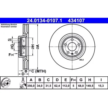 Brzdový kotouč ATE Brzdový kotouč větraný Ø356mm 24.0134-0107.1