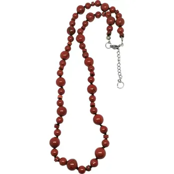 Náhrdelník Jaspis červený náhrdelník tři druhy korálků s ocelí