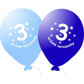 Balónek balonky.cz Balónek modrý KRÁSNÉ NAROZENINY číslo 3 - 5 ks