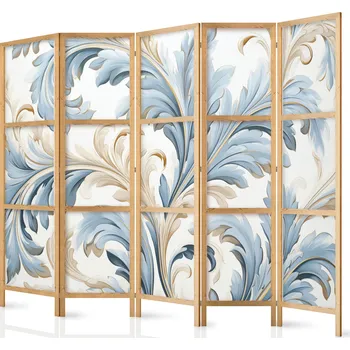 Paraván Japonský paraván - Barokní ozdoby ve světle: Krémově modré barvy Velikost: 225x172 cm