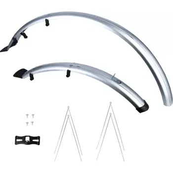 Blatník na kolo sada blatníků přední/zadní ATP CITY pro použití na 26" kola, OXFORD (stříbrné, šířka 60 mm, včetně kotevních vzpěr)