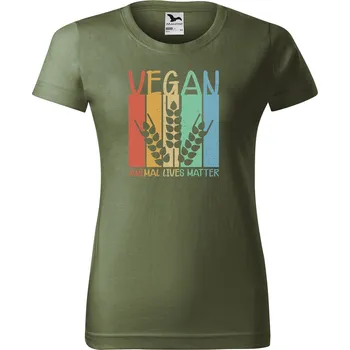 Dámské oblečení DOBRÝ TRIKO Dámské tričko s potiskem Vegan Barva: Khaki, Velikost: 2XL