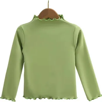 Dívčí tričko Zimní/podzimní jednobarevné dívčí tričko s dlouhým rukávem Barva: zelená (EE011604), Velikost: 150