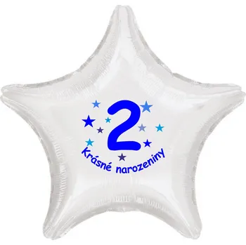 Balónek balonky.cz Krásné 2. narozeniny fóliový balónek hvězda pro kluky