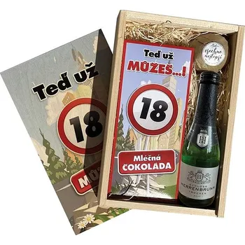 Víno BOHEMIA GIFTS Dárková dřevěná bedna - k 18. narozeninám