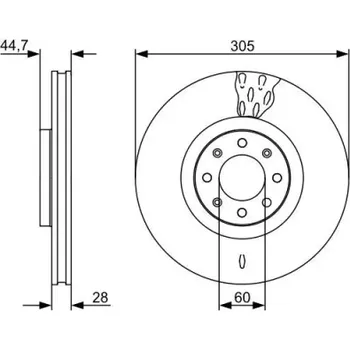 Brzdový kotouč BOSCH Brzdový kotouč větraný Ø305mm 0 986 479 531