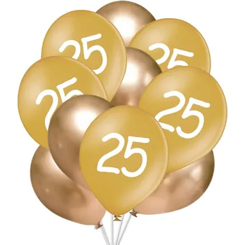 Balónek balonky.cz 25. narozeniny balónky - zlaté 10 ks 30 cm mix