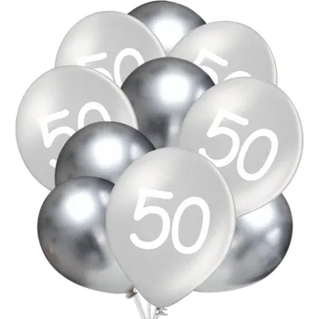 Balónek balonky.cz 50. narozeniny balónky - stříbrné 10 ks 30 cm mix