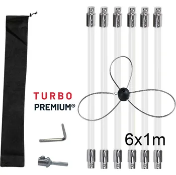 Čistič komínů Turbo Premium Rotační kartáč na čistění komínů s ocelovým lankem 6x 1 m