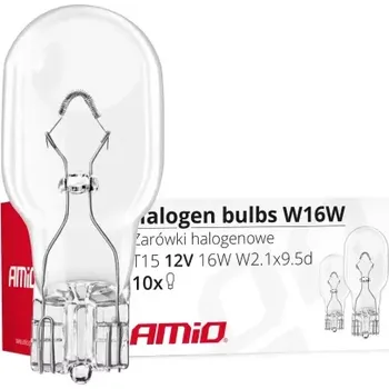 Autodoplněk AMiO Halogenové žárovky T15 W16W W2.1x9.5d 12V 10 ks