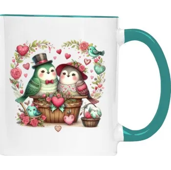 Hrnek malý barevný s potiskem Ptačí láska