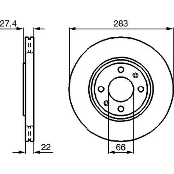Brzdový kotouč BOSCH Brzdový kotouč větraný Ø283mm 0 986 478 834