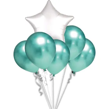 Balónek balonky.cz Chromové balónky - zelené a bílá hvězda set