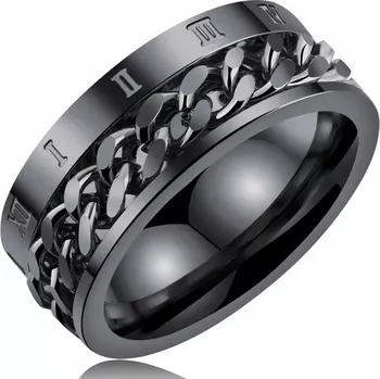 Prsten Ocelový prsten černý řetěz